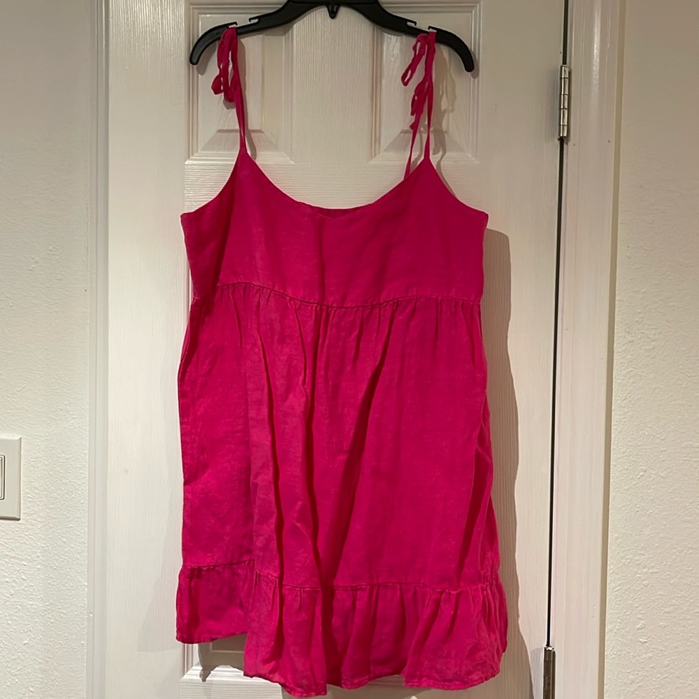 Bright Pink Zara Linen Mini Dress